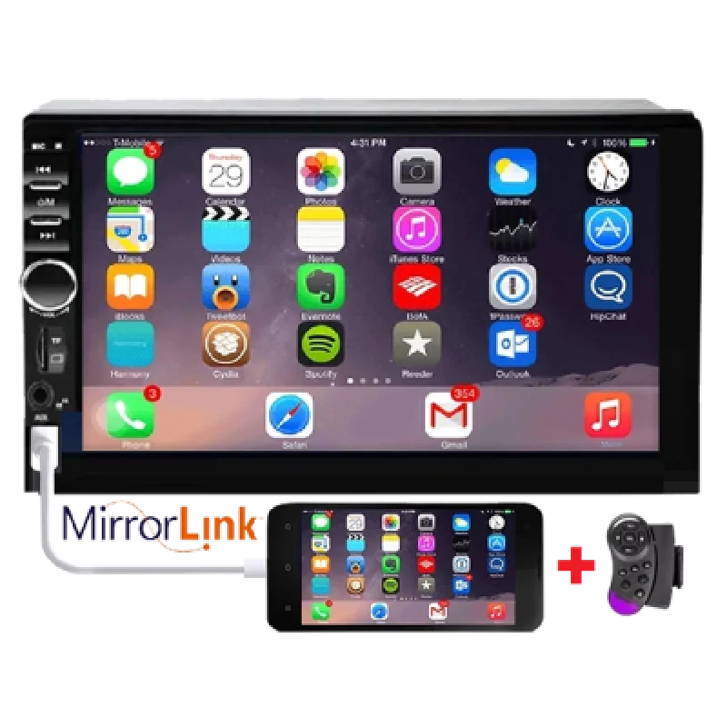 Autoradio 2 Din 7 Pulgadas WinCE con Perilla Soporte MirrorLink y Compatibilidad Android | Conectividad y Entretenimiento para tu Coche