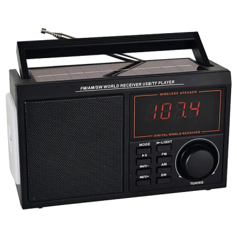 Radio Parlante Cafini CN S5493FM BT Bluetooth con Panel Solar y Linterna LED | Multifuncional y Portátil