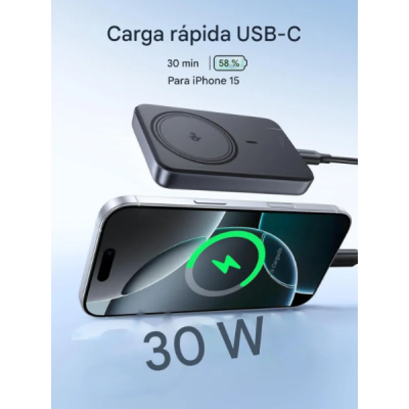 Power Bank UGREEN Magsafe Qi2 10 000 mAh – 15 W Inalámbrico + 30 W PD USB C