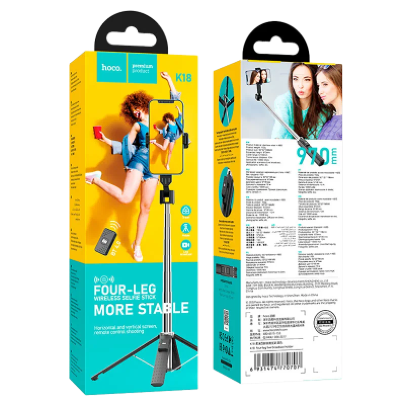 Palo Selfie para Teléfonos HOCO K18 Trípode Bluetooth 97cm Estable 📸