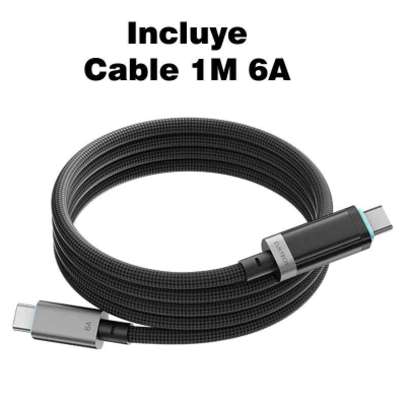 Cargador CUKTECH 100W GaN Ultra 3 Puertos Pantalla Inteligente y Cable