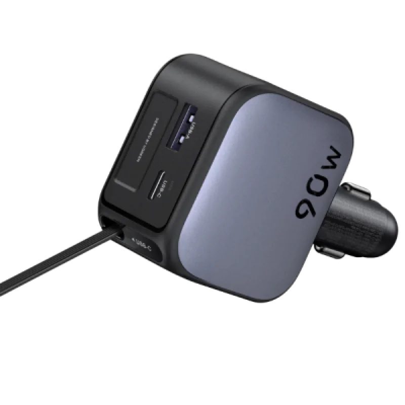 Cargador de coche UGREEN EC603 90W con cable retráctil