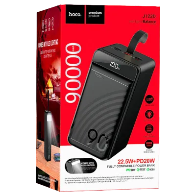 Power Bank Hoco J123D 90000mAh 22.5W ⚡ Carga Rápida, Portátil y Máxima Autonomía