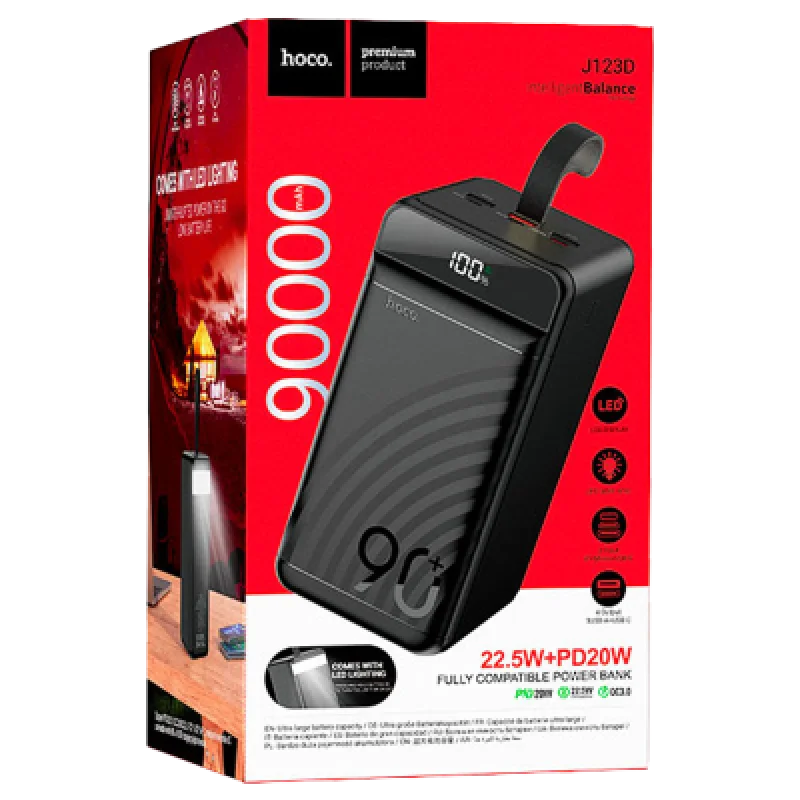 Power Bank Hoco J123D 90000mAh 22.5W Carga Rápida