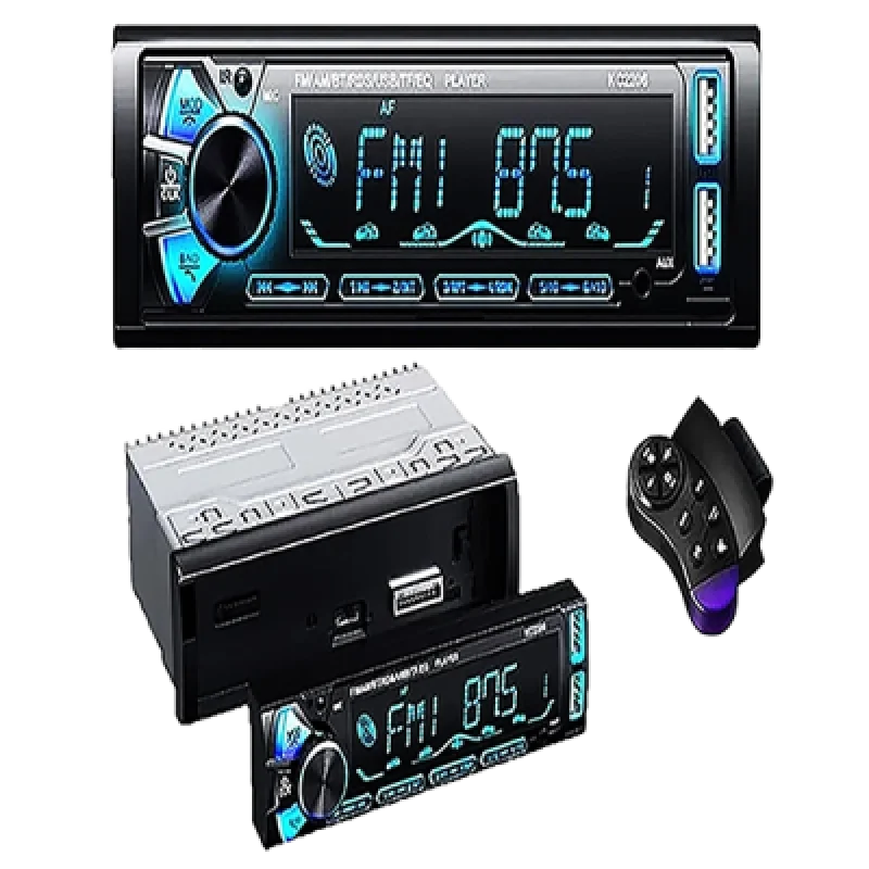 Auto Radio 1 Din Bluetooth con Pantalla LED Doble USB y Máscara Desmontable