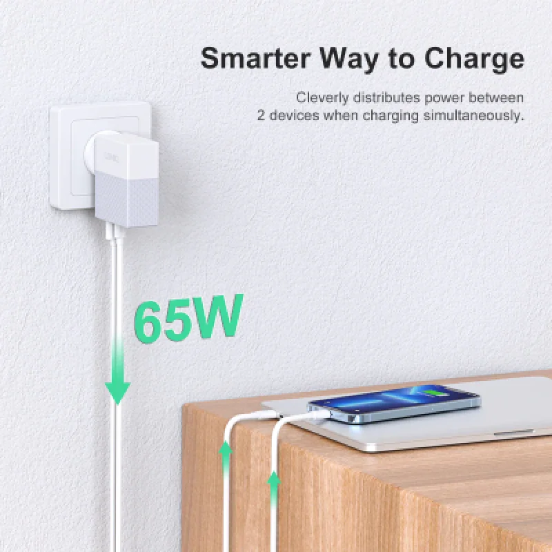 Adaptador Carga Rápida LDNIO A2620C 65W PD | USB-C + USB-A
