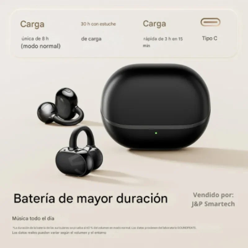 Audífonos SoundPEATS POP Clip con botones físicos – Negro