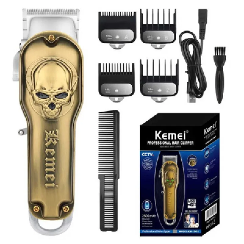 Máquina de Cortar Cabello Profesional KEMEI KM 1961 | Precisión y Potencia para Barberos y Uso en Casa