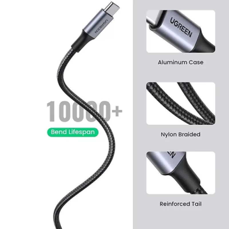 Ugreen Cable de Datos USB A a USB C 2m Trenzado de Aluminio Niquelado