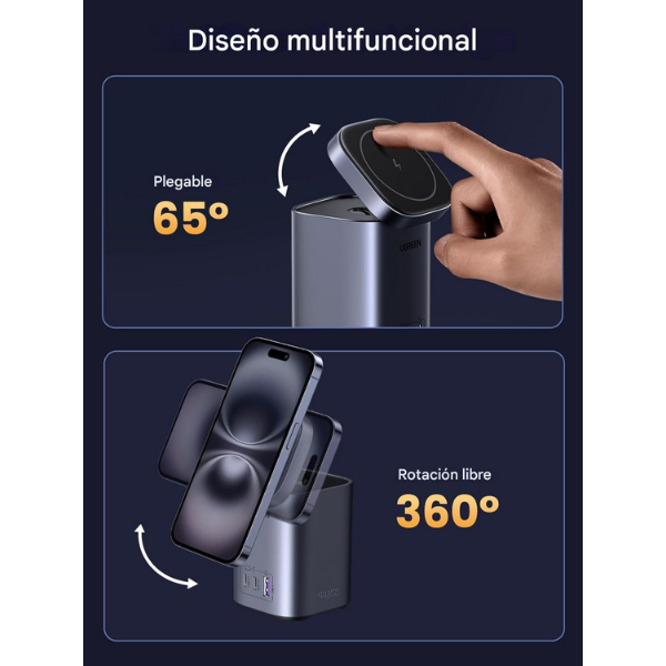 UGREEN CD342 90905 – Estación de Carga GaN 100W con MagSafe