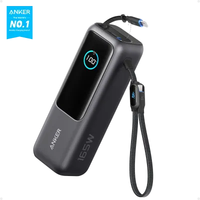 Power Bank Anker 25000mAh 165W con Carga Ultra Rápida y 2 Cables USB-C ⚡