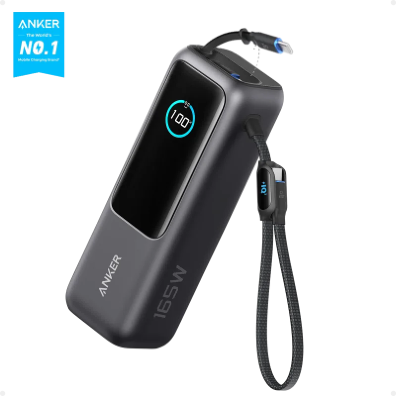 Power Bank Anker 25000mAh 165W Carga Rápida Cable USB-C Integrado