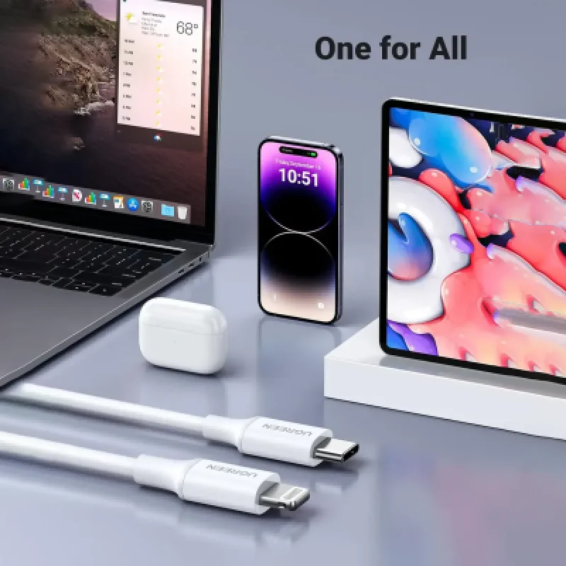 Cable USB-C a Lightning UGREEN 10493 MFi 20W Carga Rápida