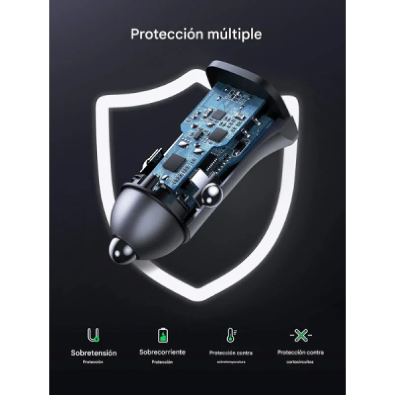 Cargador de Auto UGREEN 30W Dual USB A + USB C