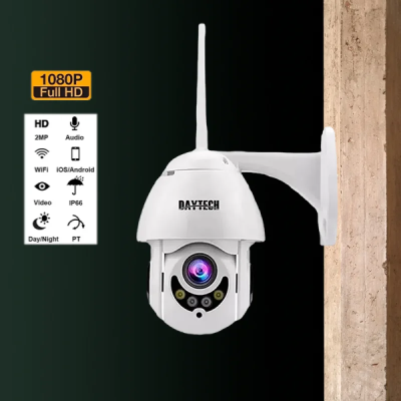 Cámara de Seguridad Wifi para Interiores y Exteriores DAYTECH DT H06 | Alta Resolución Visión Nocturna Control Remoto