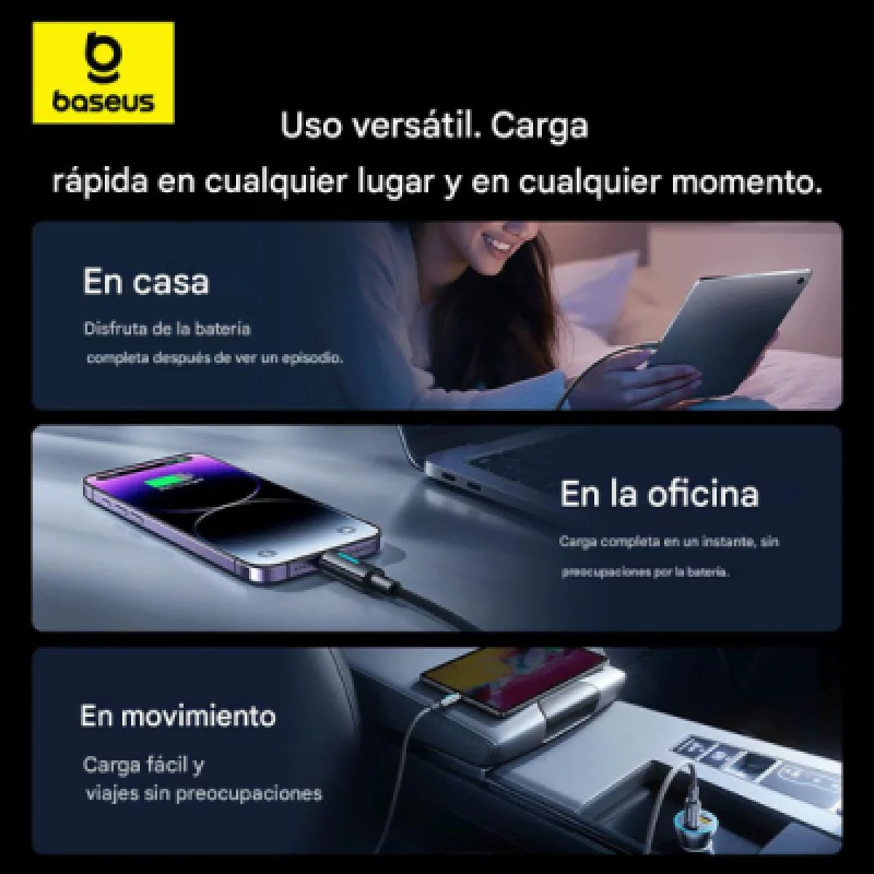 Cable Baseus USB A a Lightning 20W de 2 Metros con Carga Rápida⚡