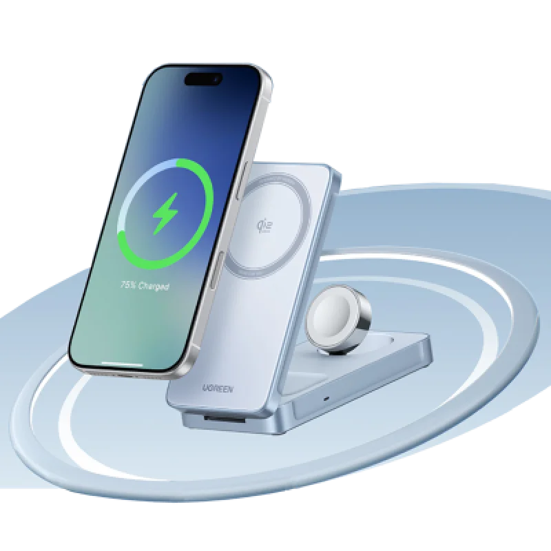 Cargador Inalámbrico UGREEN W757 MagSafe 3 en 1 25w Qi2 🔋
