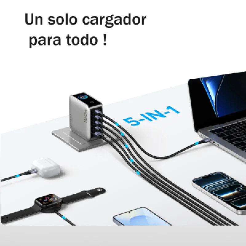 Cargador Ugreen 100W GaN X773 Nexode Pro 5 Puertos | Rápido y Potente⚡