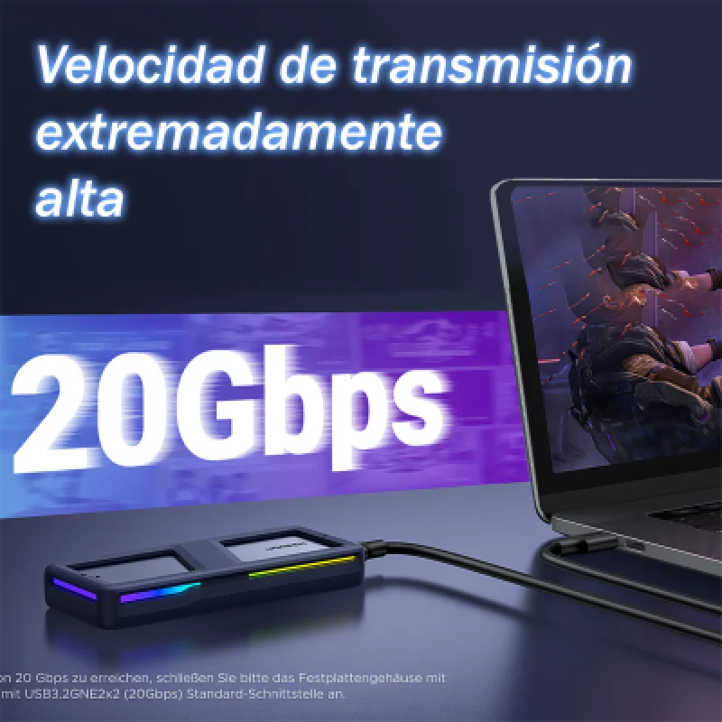 Case SSD M.2 Ugreen CM777 20Gbps USB-C RGB NVMe/SATA