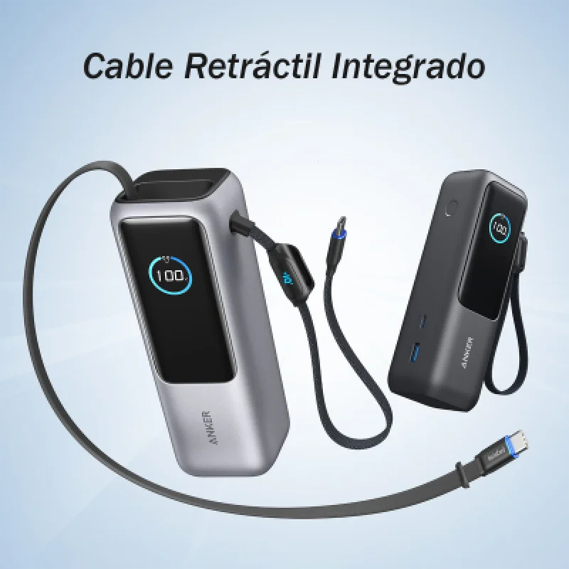 Power Bank Anker 25000mAh 165W Carga Rápida Cable USB-C Integrado
