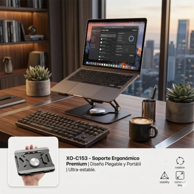 Soporte Laptop XO C153 360° Aluminio hasta 17.3" 💻