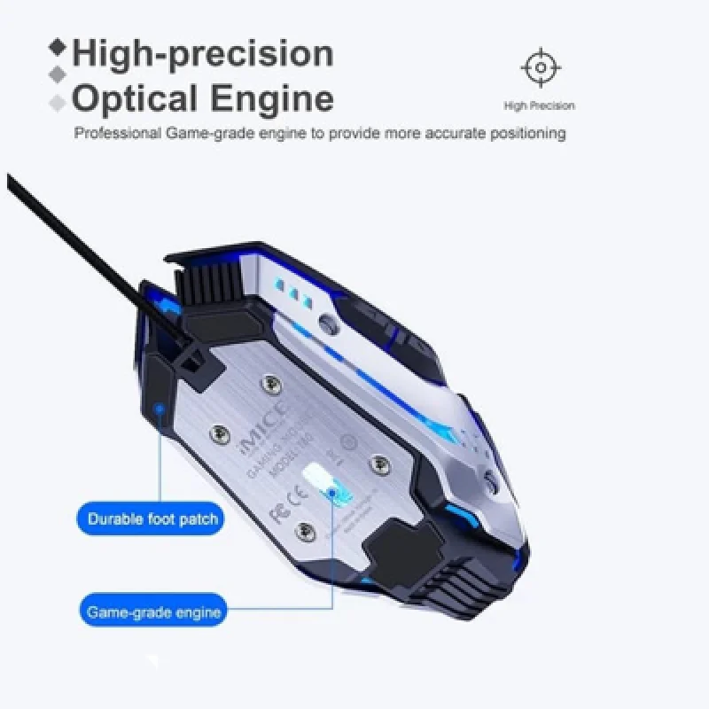 Mouse Gamer iMICE T 80 RGB | Diseño Futurista Alta Sensibilidad y Durabilidad