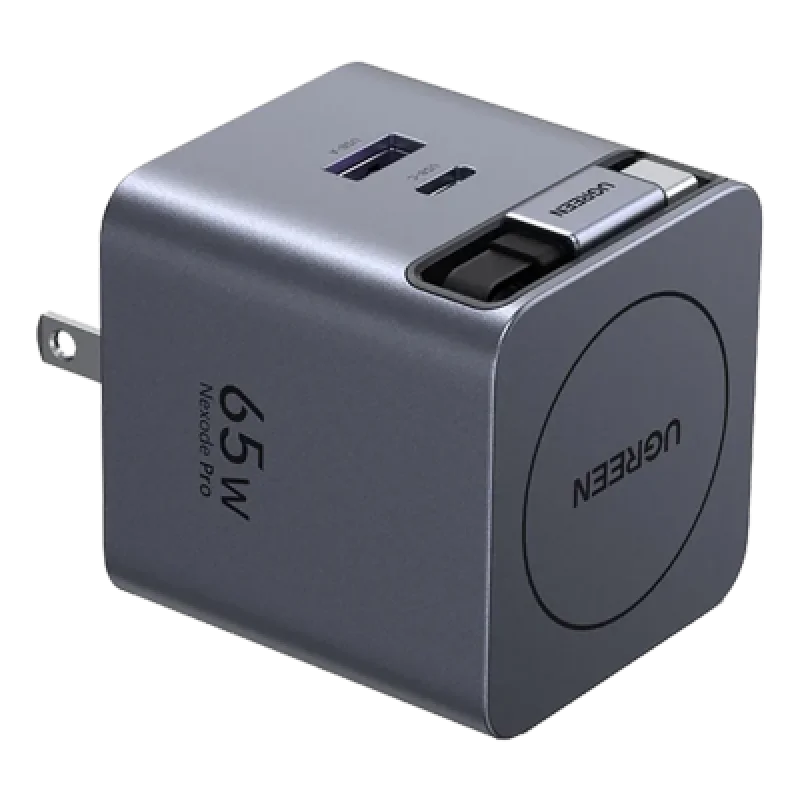 Cargador Pared UGREEN Nexode Pro 65W GaN Cable Retráctil 3 Puertos⚡