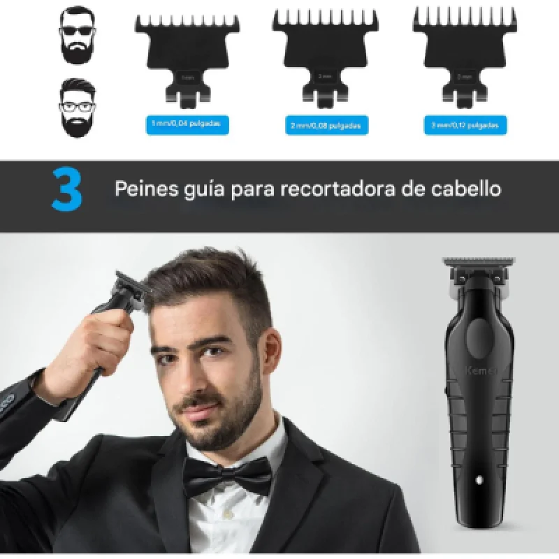 Máquina de Cortar Cabello y Barba Kemei KM 2299 Recargable 3 en 1
