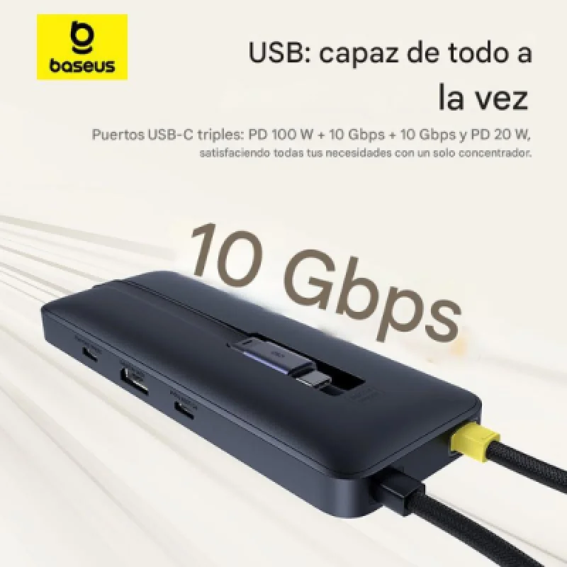 Baseus Dual Fast Charging 6 in 1 HUB – USB C a HDMI 4K 100 W y múltiples puertos