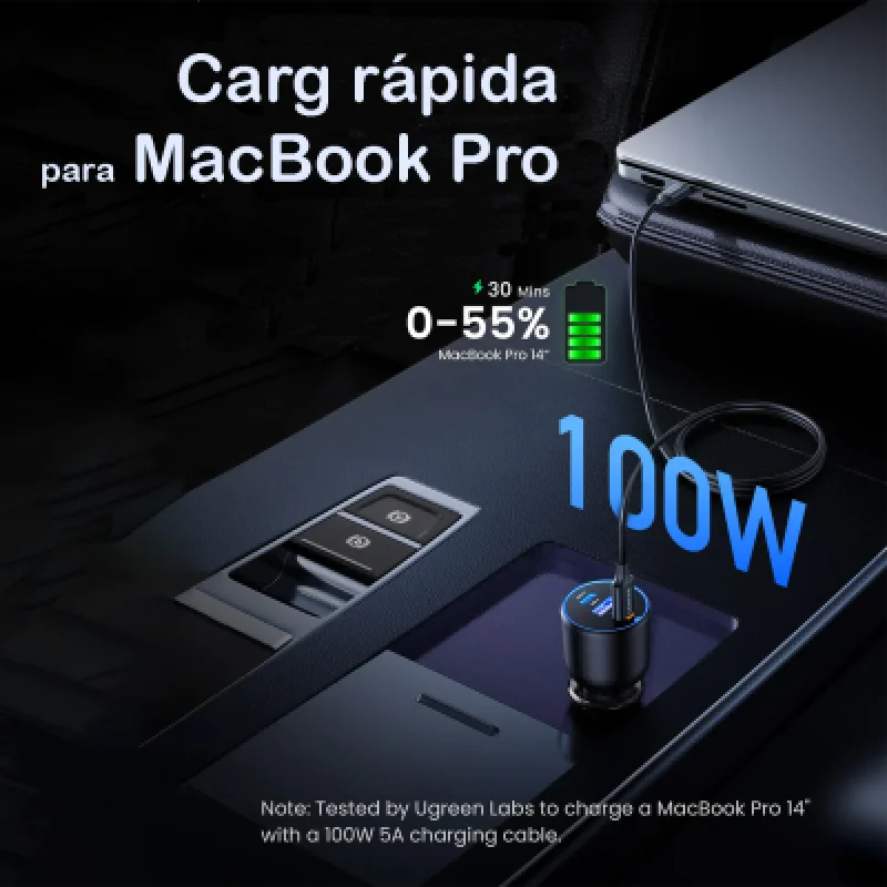 Cargador de coche UGREEN 130W USB-C PD | Carga rápida