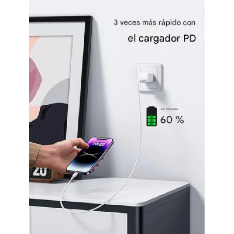 UGREEN 10493 Cable USB C a Lightning 1m 60W Blanco