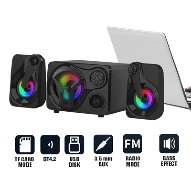 Parlante para PC Cafini CN M2551 Bluetooth Subwoofer Surround Bass | Sonido Potente y Diseño Moderno para tu Oficina o Sala