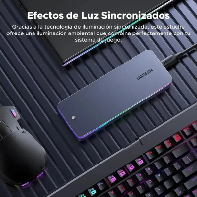 Case SSD M.2 Ugreen CM777 20Gbps USB-C RGB NVMe/SATA