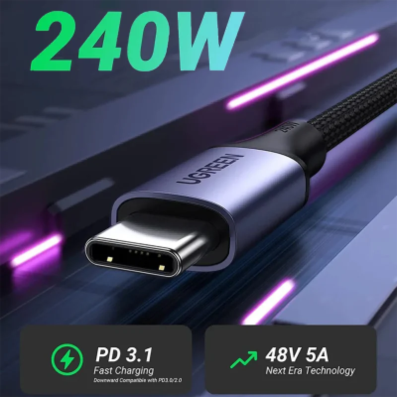 Cable USB-C Ugreen 240W PD 3.1 1M | Carga Rápida para MacBook y iPhone