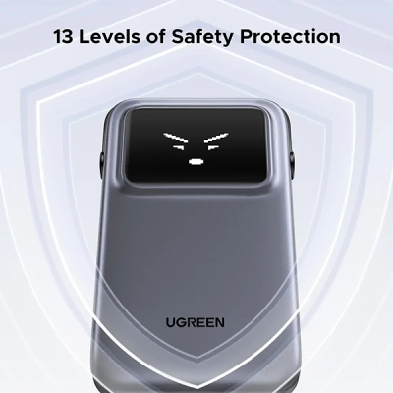 Cargador Portátil Ugreen 10000mAh 30W con Cable USB C🔋 Pantalla TFT ⚡Compacto y Rápido para iPhone y Android