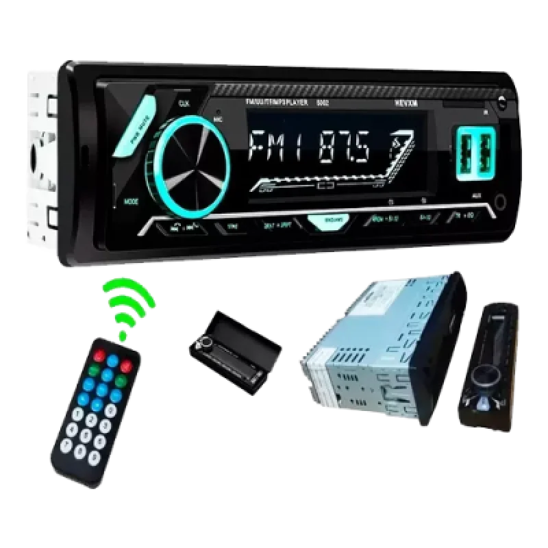 Auto Radio 1 Din Bluetooth con Pantalla LED Doble USB y Máscara Desmontable