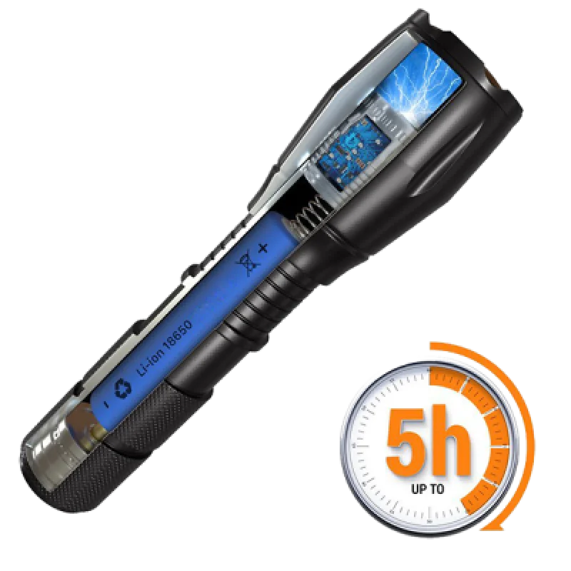 Linterna Recargable Shustar S 001 LED | 8000 Lúmenes 500m Alcance IPX 6 hasta 5 horas de Autonomía