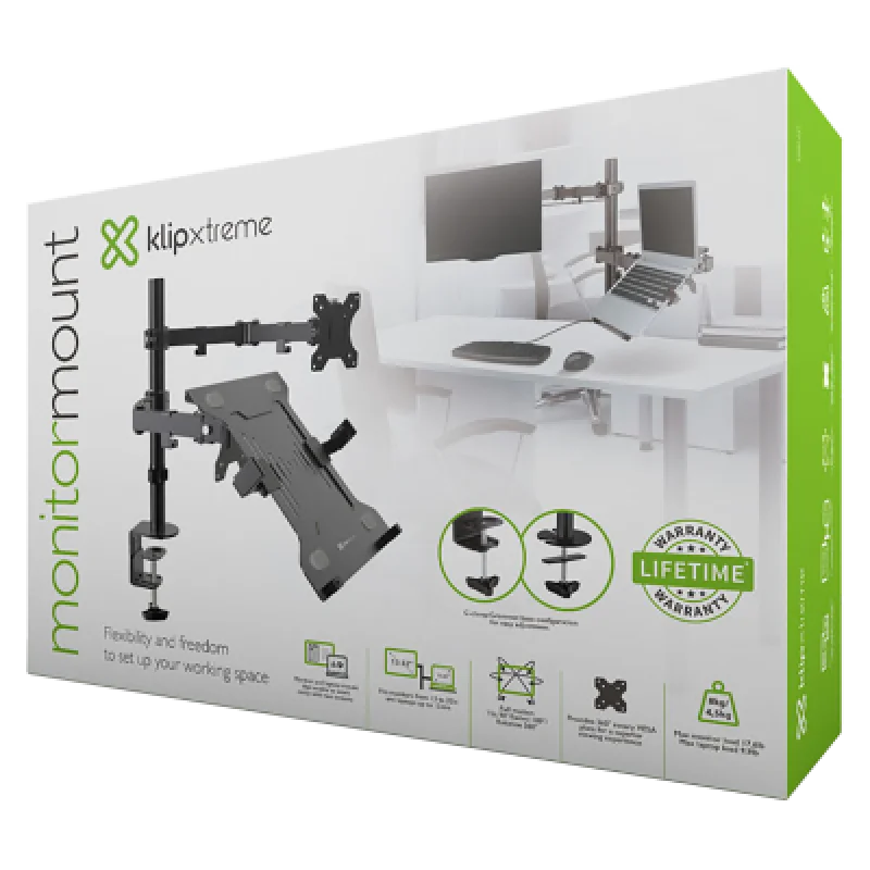 Soporte Monitor y Laptop Klip Xtreme KMM-301 13”-32” Giro Total