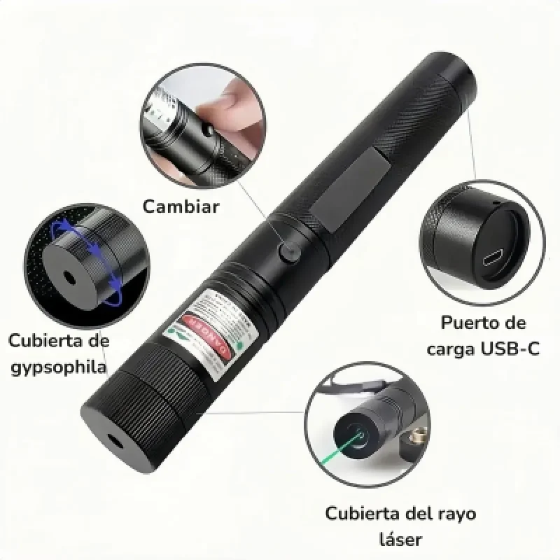 🟢 Puntero Láser Verde 3000M USB-C Cafini CN-303-T