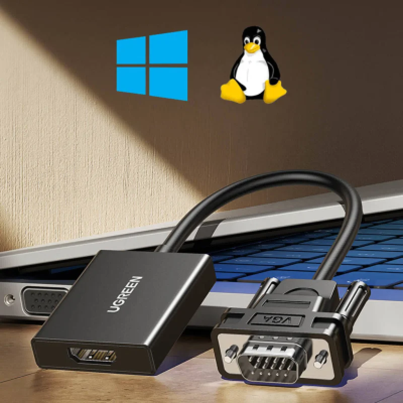 Cable Adaptador Ugreen VGA a HDMI 1080p con Audio USB-C