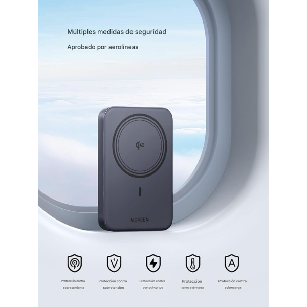 Power Bank UGREEN Magnetic Qi2 10 000 mAh – 15 W inalámbrico + 20 W cable USB-C