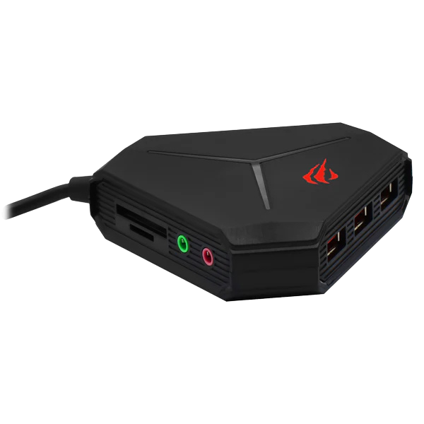 Hub USB Gamenote H95– 6 puertos, lector de tarjeta y jack de audio