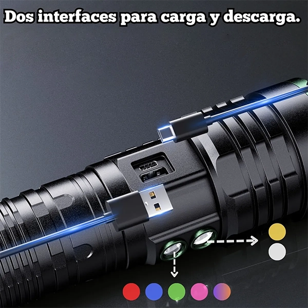 ⭐Linterna LED Recargable Lidimi LD-L1422A 50W 5800lm Largo Alcance 3000m