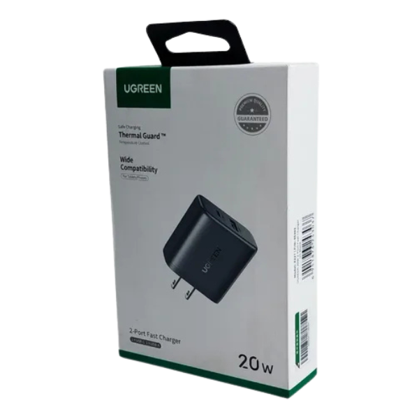 Cargador 2 en 1 Ugreen 20W – USB-C + USB-A