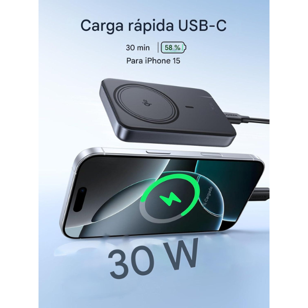 Power Bank UGREEN Magsafe Qi2 10 000 mAh – 15 W Inalámbrico + 30 W PD USB-C