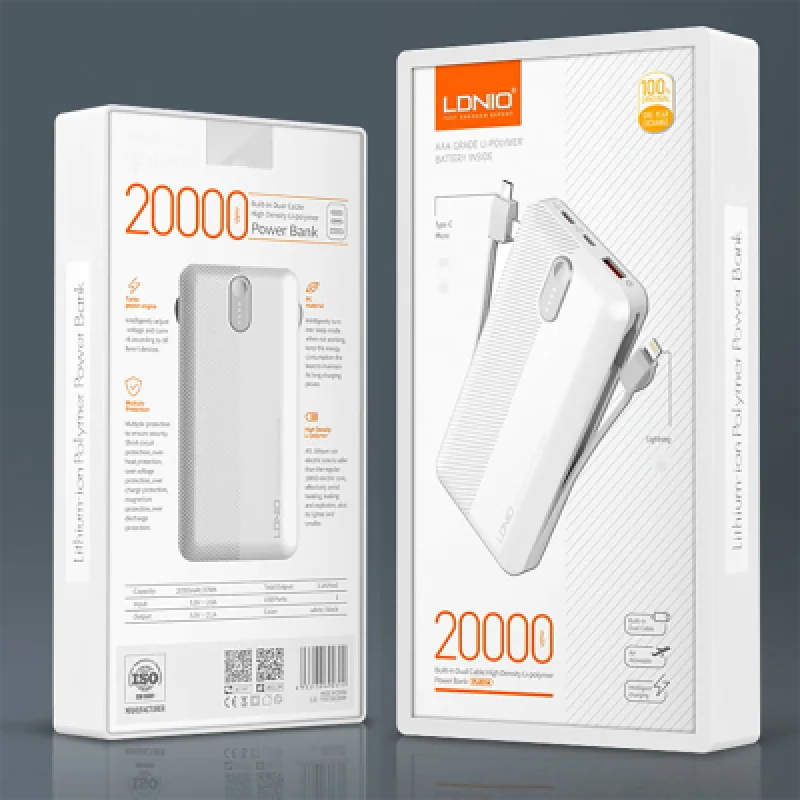 Power Bank LDNIO 20000mAh PL2014 Carga Rápida 3 Salidas