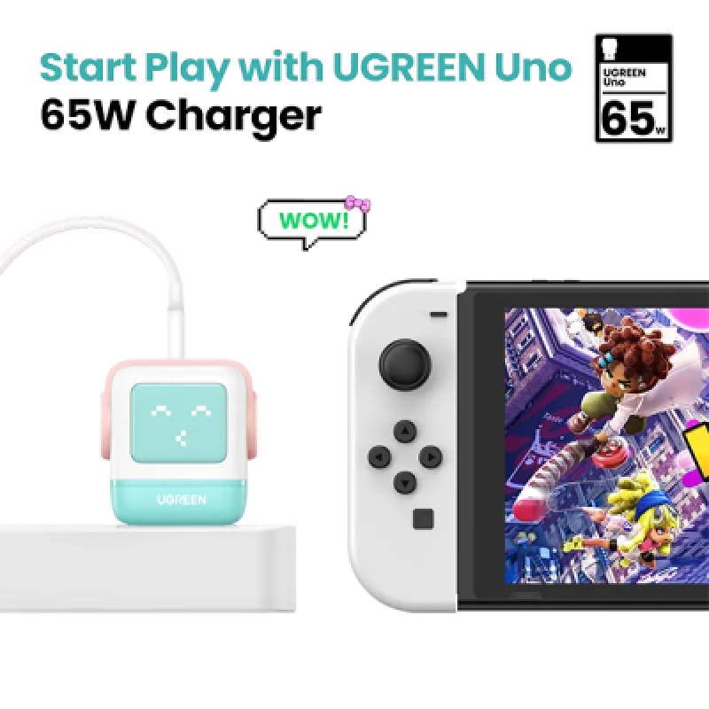 Cargador Rápido Ugreen UNO 65W GaN 3 Puertos✨ideal para iPhone MacBook y otros✔