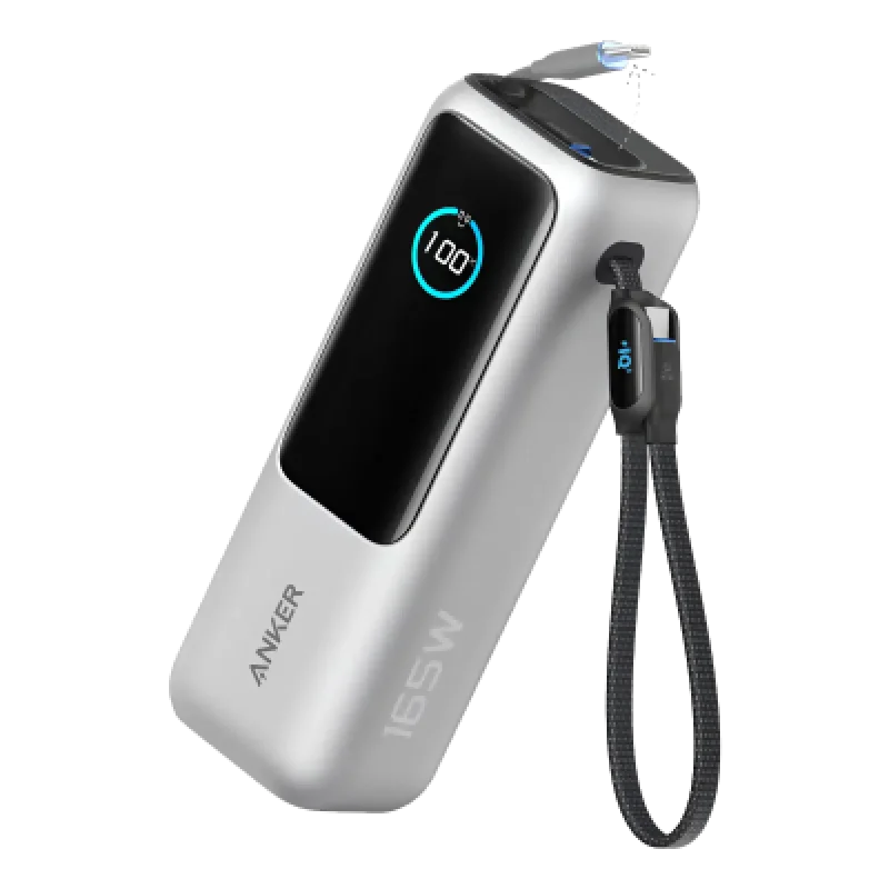 Power Bank Anker 25000mAh 165W Carga Rápida Cable USB-C Integrado
