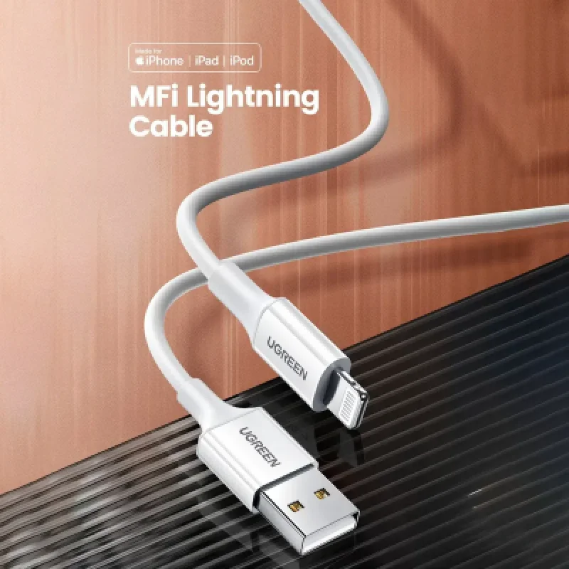 Cable USB-A Lightning UGREEN MFi 1m 2.4A Carga Rápida iPhone