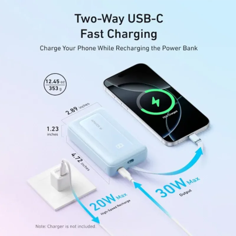 🔋 Power Bank Anker Zolo 20000mAh 30W USB-C | Carga Rápida